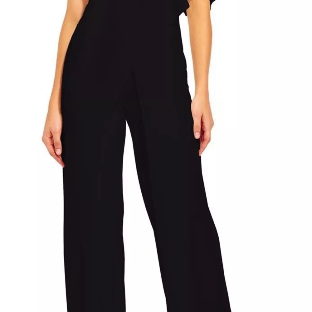 Adrianna Papell Black Jumpsuit Elegant Design one shoulder - Picture 11 of 12